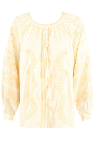 Beige Embroidered Tunic Blouse