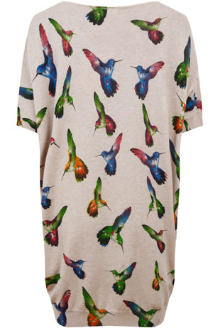 Beige Humming Bird Print Jumpers
