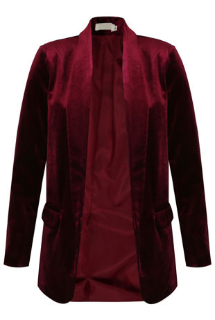 Velvet Open Blazer Green and Burgundy