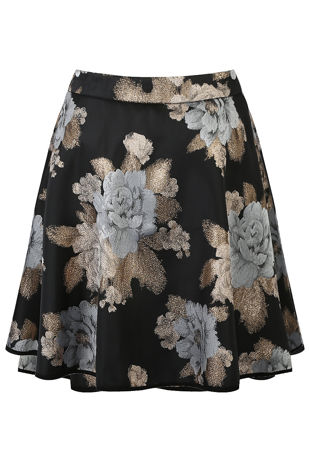 Black Foil Printed Skirt