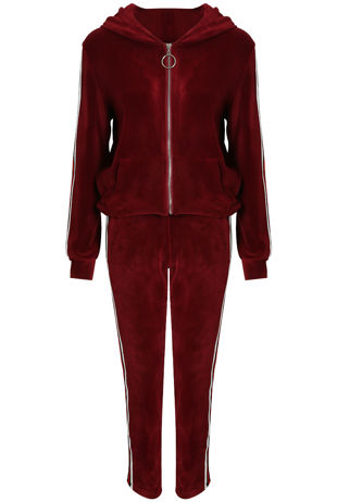 Burgundy Ribbon Trim Velvet Zipper hood only