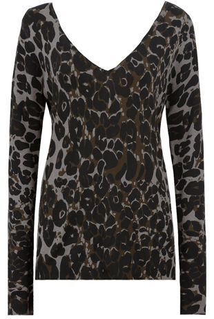 Leopard Print Back Bow Detailed Jumper