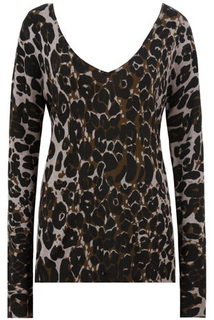 Leopard Print Back Bow Detailed Jumper