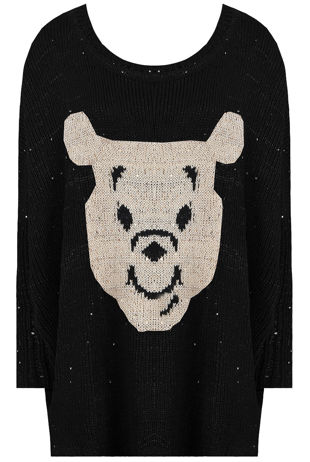 Black Festive Winter Bear Knitwear