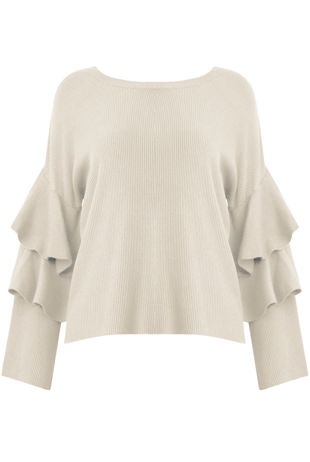 Cream Layered Sleeve Knitted Jumpers