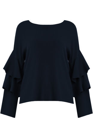 Navy Layered Sleeve Knitted Jumpers