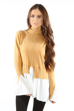 High Neck Tier Hem Jumper