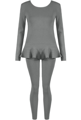 Round Neck Peplum Loungewear Set