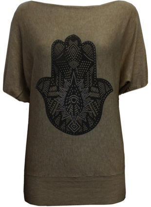  Beaded Aztec Palm Design Back Slit Jumper