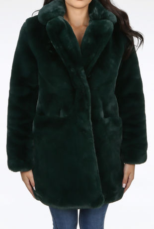 Black Bright Soft Faux Fur Overcoats 