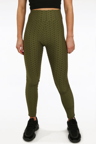 Khaki Honeycomb High Waisted Leggings