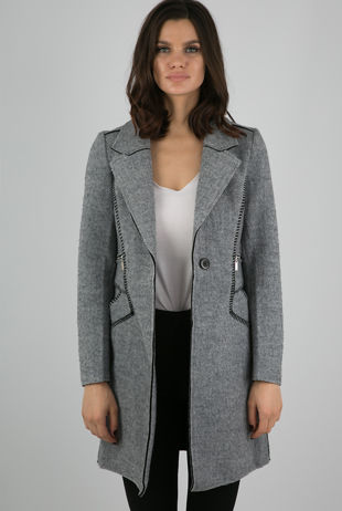 Knitted Tweed Thread Work Overcoat