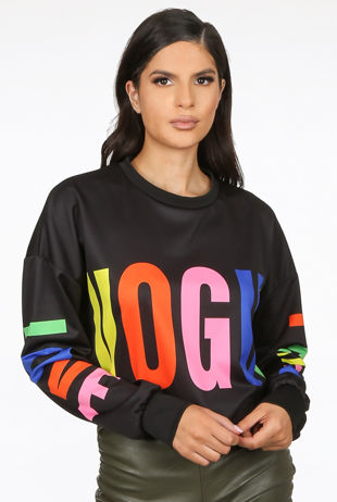 Black Multicolour Vogue Sweatshirt