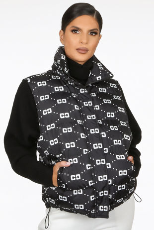 Black GG Print Puffer Gilet