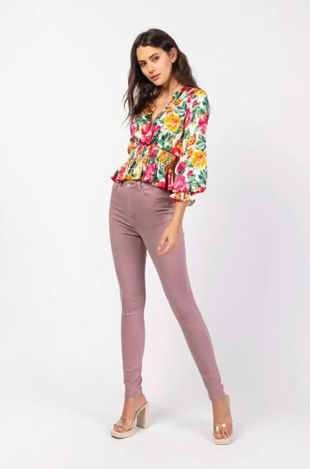 Pink Super Stretch High Waist Jeans