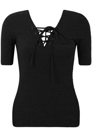 Black Knitted Front Tie Up Top
