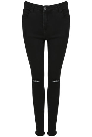 Black Denim Knee Ripped Skinny Jeans