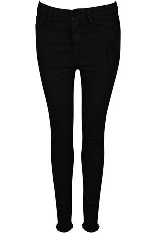 Knee Ripped High Waisted Skinny Jeans