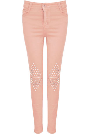 Rose Studded Knees Ripped Jeans
