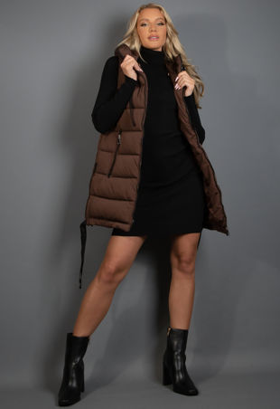 Black Hooded Puffer Gilet With Webbing Detail-Copy