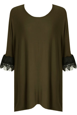 Contrast Floral Bell Sleeve Knitted Jumper 