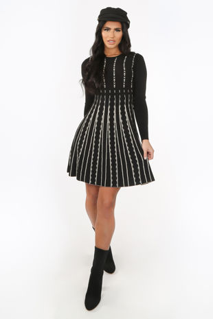 Black Fine Knit Skater Dress
