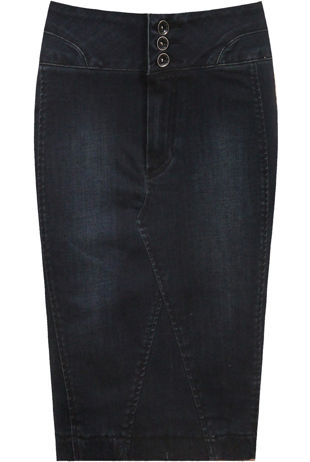 Dark Wash Denim Midi Skirt
