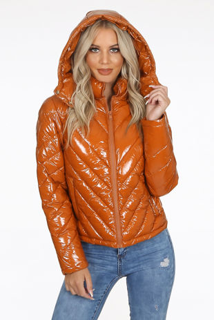 Mustard Shiny Quilted Cropped Jacket