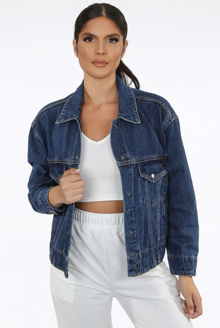 Front Pocketed Button Up Denim Jacket