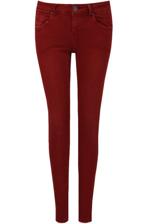 Wine Denim Button Up Skinny Jeans