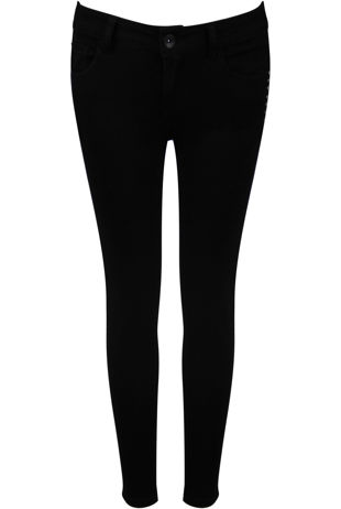 Black Stud Detail Ankle Grazer Jeans