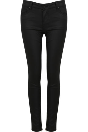 Black Zipped Ankle Skinny Jeans