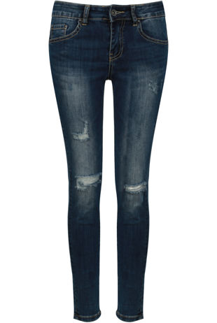 Denim Washed & Frayed Detail Jeans