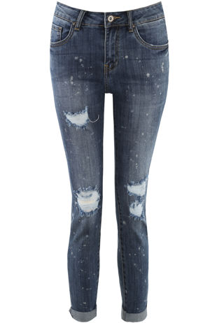 Ankle Grazers Shredded Knee Jeans