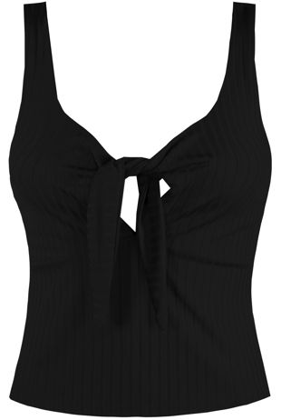 Black Front Tie Up Crop Tops