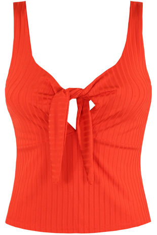 Red Front Tie Up Crop Tops