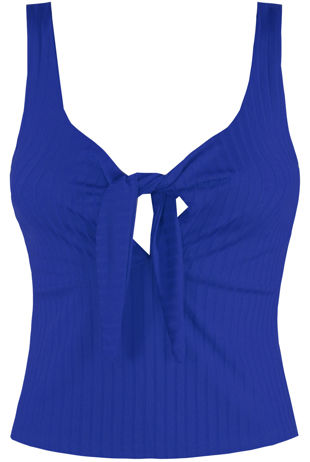 Royal Blue Front Tie Up Crop Tops