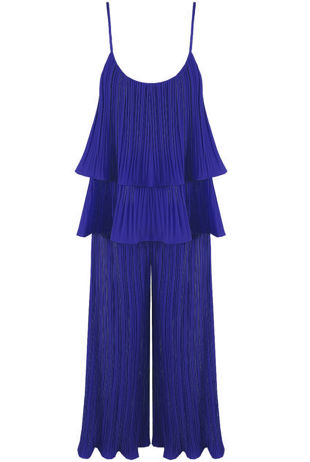 Crinkle Pleat Palazzo Trousers and Cami in Royal Blue