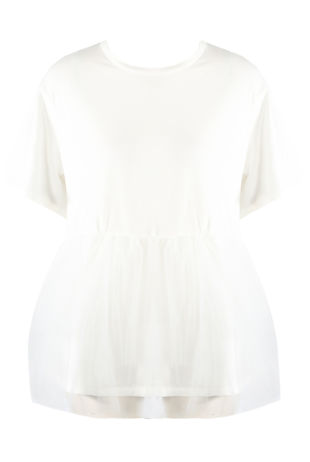 White Tulle Peplum T-Shirt