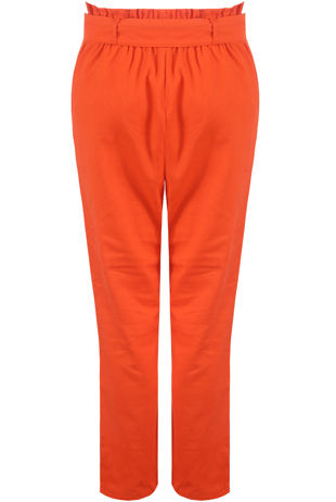 Orange Belted Tapered Waist Trousers