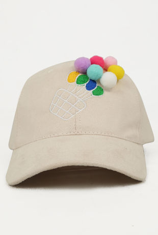Beige Balloon Bucket Suede Caps