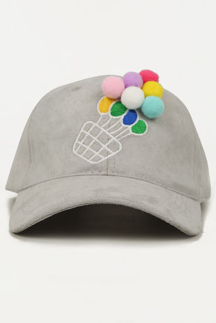 Grey Balloon Bucket Suede Caps