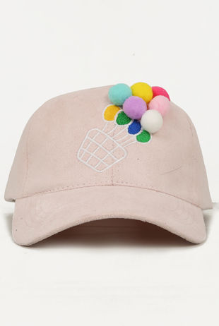 Pink Balloon Bucket Suede Caps