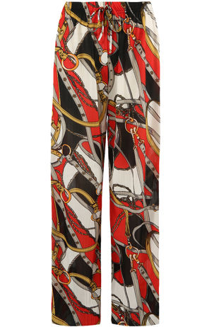 Red Chain Print Pants