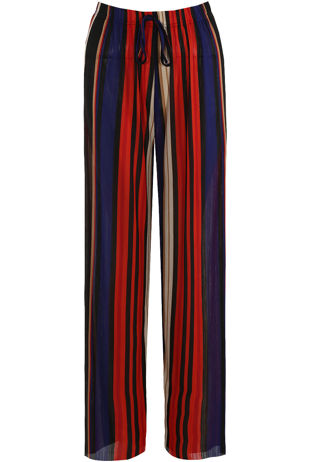Red & Blue Multi Stripes Wide Leg Trouser