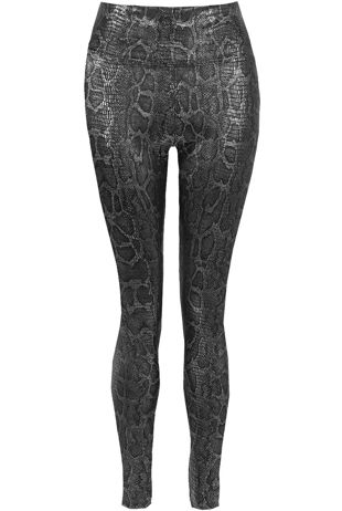 Silver Metallic Snake Print Leggings