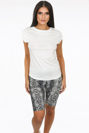 Grey Reptile Print Knee Length Trouser