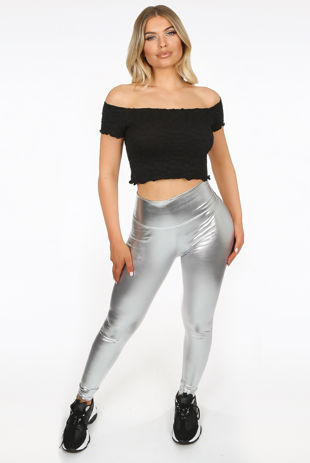 Silver Foil High Waist Leggings