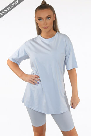 Blue Oversized Soft Touch Cotton Loungewear Set