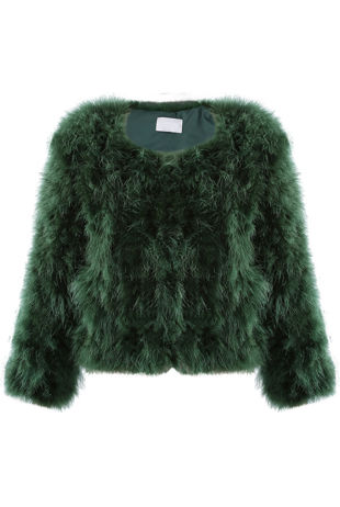 Khaki Ostrich Feather Jacket